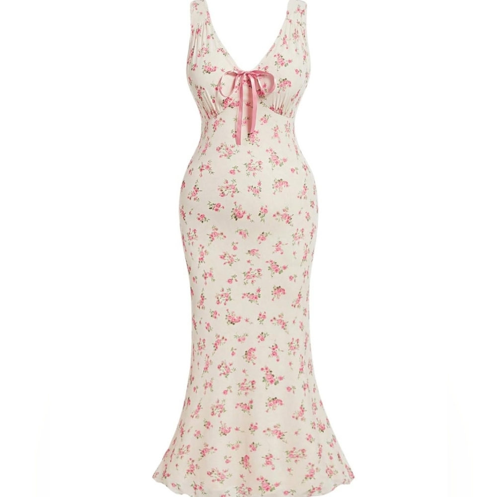 SOLD Shein Pink Stretchy Floral Maxi Dress